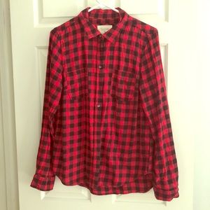 Somoma black and red plaid button down shirt